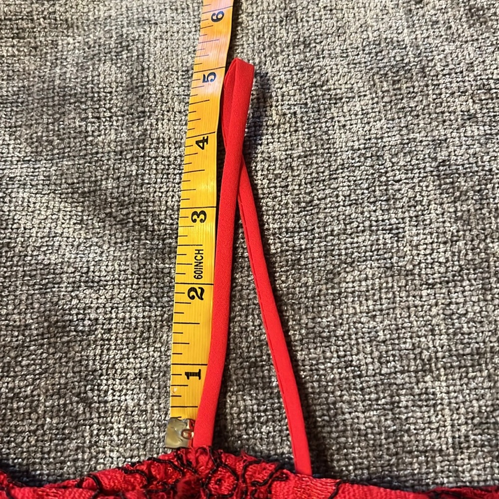 GB Dress~ Elegant Red Lace Off-Shoulder in Red with Black, Size XS, EUC - Picture 14 of 17